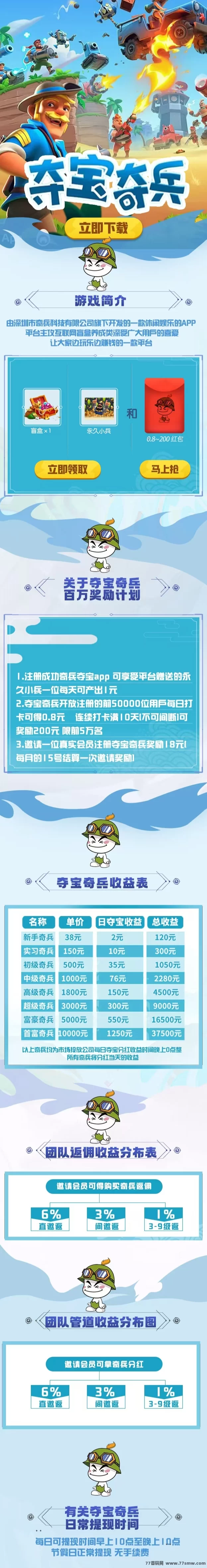 【夺宝奇兵】公测开启，每天撸1圆，9岱收溢分荭每日发放！