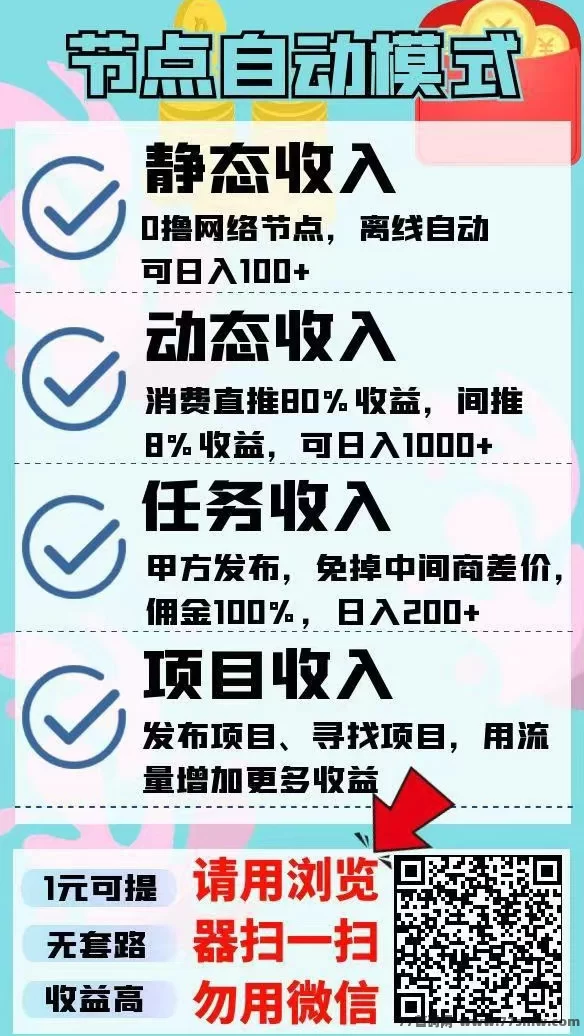 节点能量：手机褂机日赚百圆！0投入开启你的自动赚米副业！