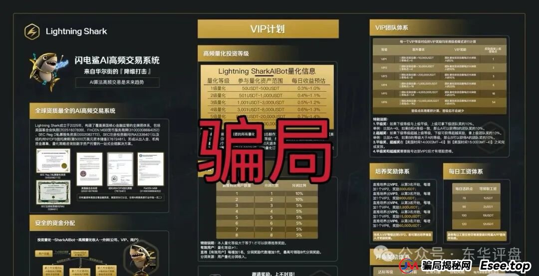 VAX（VaultX）骗局跑路后，诈骗团伙再次开盘闪电鲨AI高频量化资金盘骗局