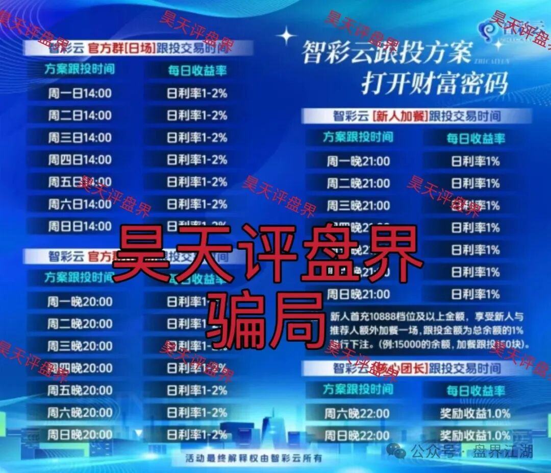 智彩云(金沙网)彩票跟单类资金盘骗局,导师杜文龙,“鑫合盛”骗局的平移盘,已经开始大量单割,高度预警,即将崩盘跑路! 智彩云(金沙网)彩票跟单类资金盘骗局,导师杜文龙,“鑫合盛”骗局的平移盘,已经开始大量单割,高度预警,即将崩盘跑路!