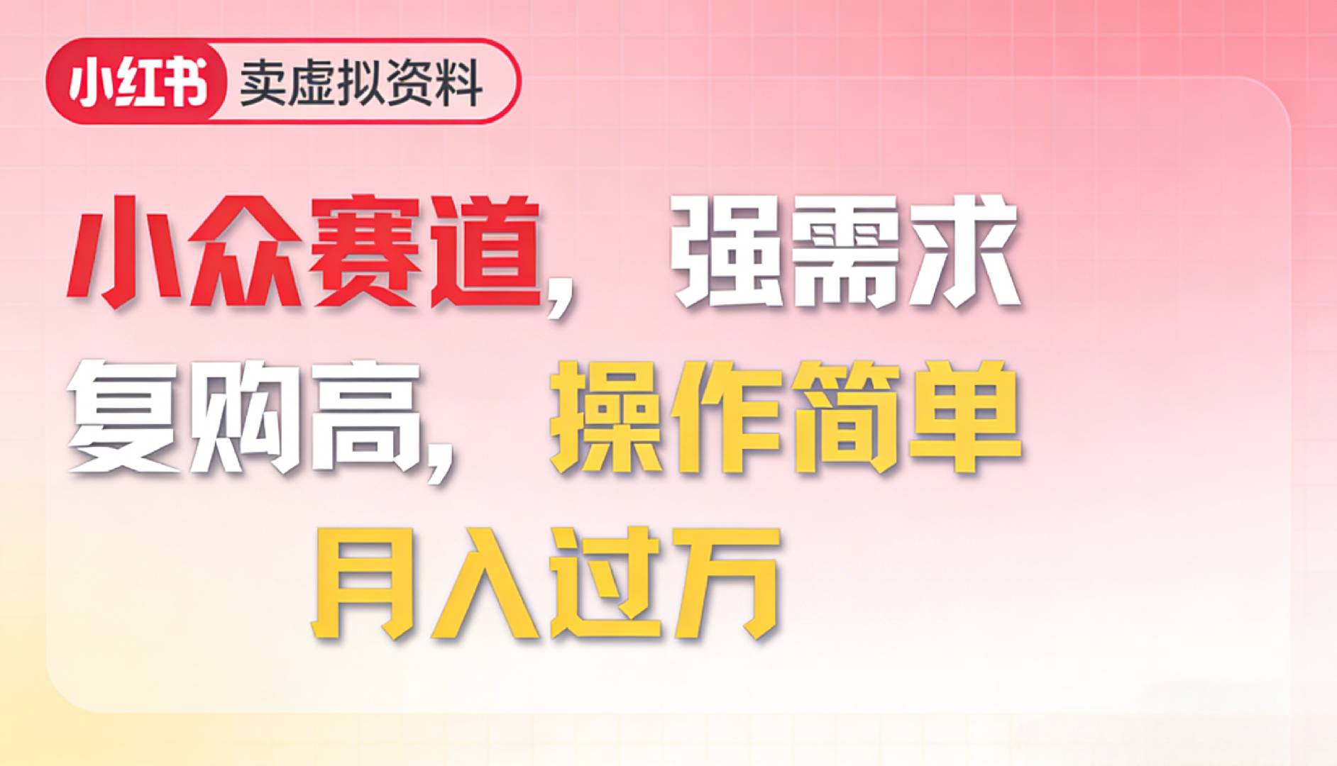 2026年就做小众赛道，强需求，复购高，月入过万，操作简单(1)