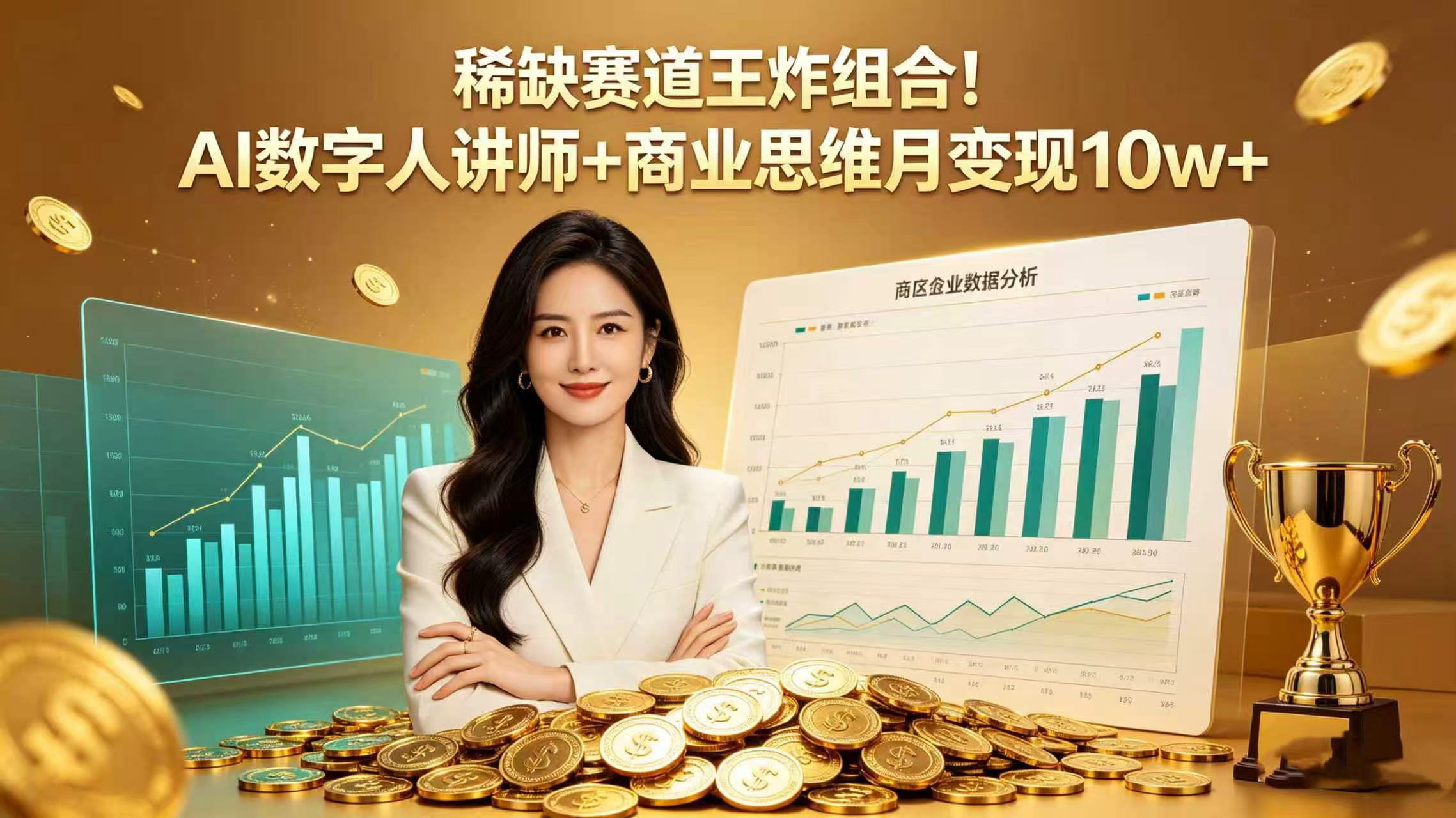 稀缺赛道王炸组合！AI 数字人讲师 + 商业思维 月变现 10w+(1)