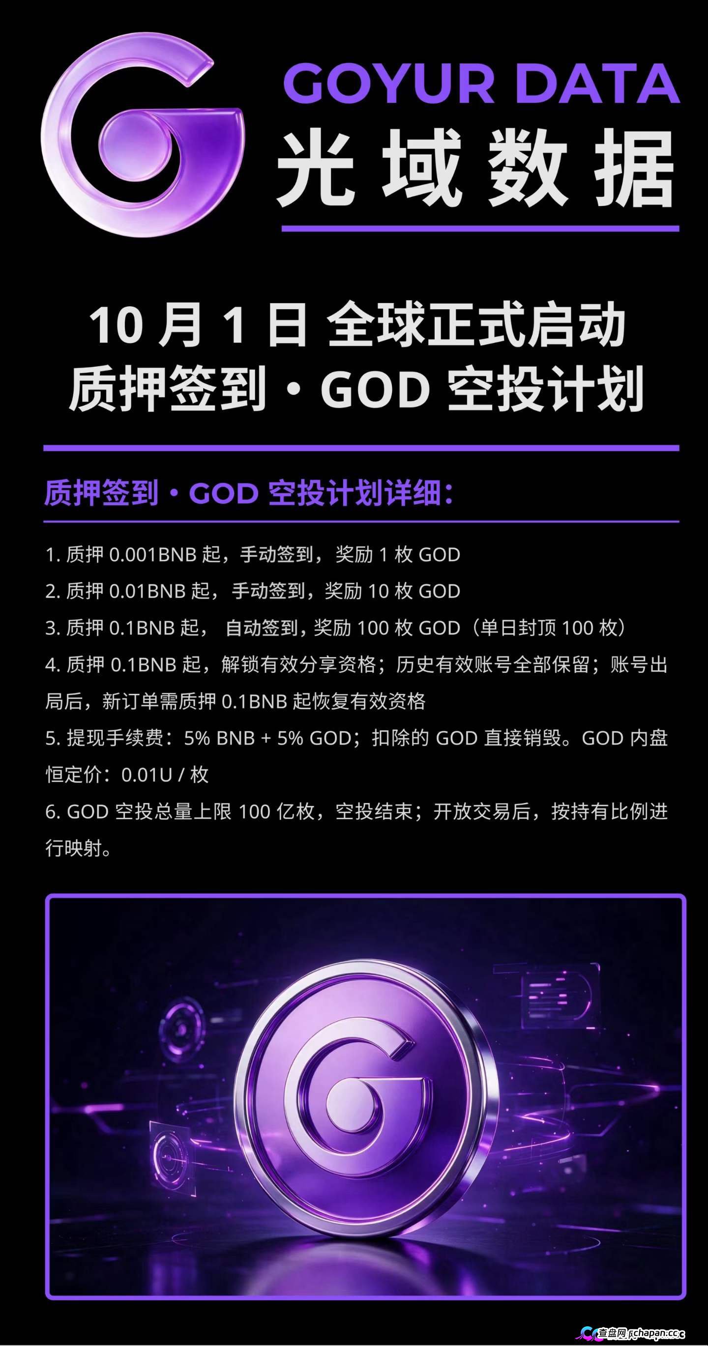 紧急预警｜“光域数据GOD”：质押0.5BNB抢节点，提现扣5%BNB+5%GOD，拿回来